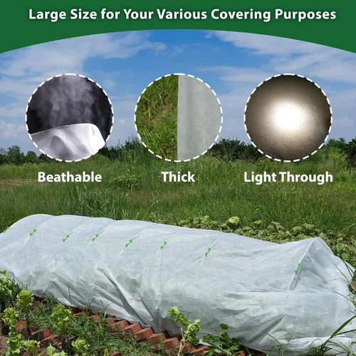 Vista 3 de Cubiertas para Plantas de 10 x 33 Pies Protección contra Congelación, 1.06 oz/yd² Tela de Cobertura de Hileras Flotante Grande y Gruesa