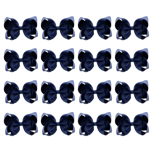 Vista 10 de DEEKA 16 lazos para el cabello hechos a mano de 4 pulgadas, cinta de grogrén de color sólido, pinzas de cocodrilo, accesorios para el cabello