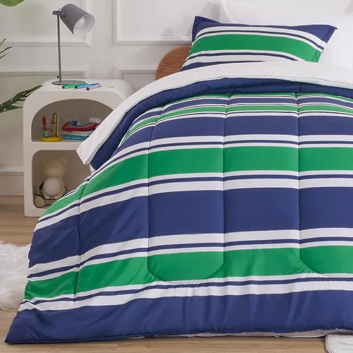 Vista 8 de SLEEP ZONE Juego de edredón de 5 piezas para niños, tamaño individual, súper lindo y suave, ropa de cama para niños en una bolsa, juego de 5 piezas