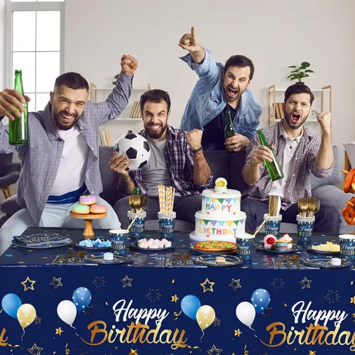 Vista 5 de Capoda Suministros para fiesta de cumpleaños, juego de vajilla de confeti estrellado, platos, tazas, servilletas, vajilla para niños y adultos