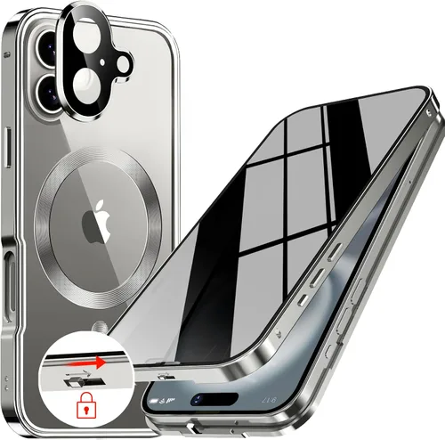 Vista 27 de Funda magnética de privacidad para iPhone 12 Pro Max con anillo de metal CD y cierre desplegable automático [compatible con MagSafe]