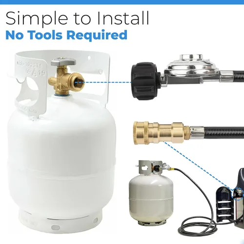 Vista 5 de F271803 - Manguera adaptadora para calentador de propano de 12 pies con regulador, para calentador Big Buddy para interiores y exteriores, conexión