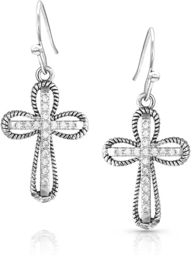 Vista 6 de Montana Silversmiths Pendientes de cruz estilo de vida occidental