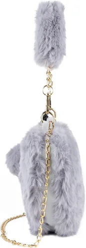 Vista 7 de SUKUTU Faux Fur Purse Women's Heart Shaped Evening Handbags Small Cute Phone Crossbody Bag Clutches for Girls