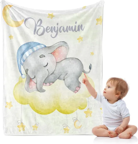 Vista 20 de J&SBGFT Manta de Bebé Personalizada para Niños - Manta con Nombre Personalizado para Niños Pequeños, Niños - Manta Decorativa de Guardería Cochecito