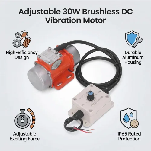Vista 7 de Vibrador de hormigón, motor de vibración DC 12V fuerza excitante pequeño motor eléctrico con controlador de velocidad sin escobillas 30W 4000RPM