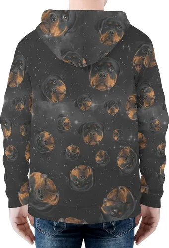 Vista 3 de POPCUSTOMS Sudadera con capucha personalizada con cremallera para hombre con bolsillo canguro