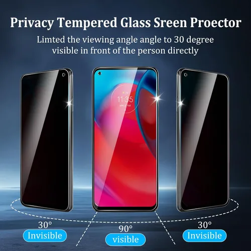 Vista 7 de Paquete de 4 protectores de pantalla de privacidad para Motorola Moto G Stylus 5G (2021) con 2 protectores de lente de cámara, dureza 9H, antiespía