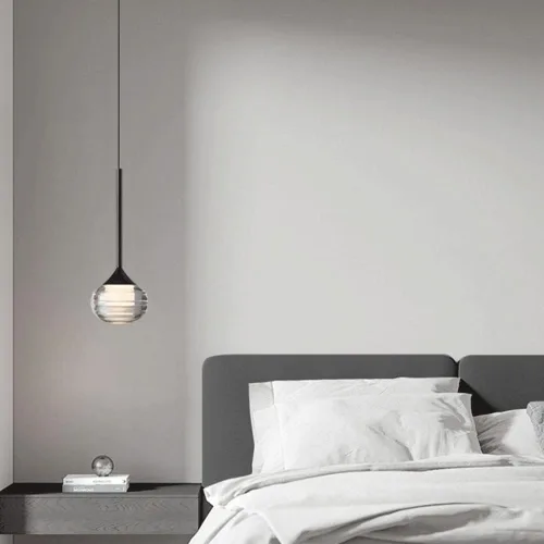 Vista 2 de Lámpara colgante de metal negro Mini lámpara colgante esférica con pantalla de bola de vidrio moderna 12W regulable Lámparas de suspensión nórdico
