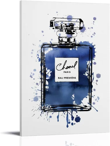 Vista 15 de WEboL Póster de Botella de Perfume Azul Marino Dorado de Moda Pintura Decorativa Lienzo Arte de Pared Imagen Impresión Decoración Moderna