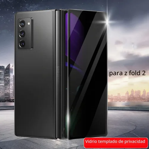 Vista 4 de Paquete de 2 protectores de pantalla de vidrio templado de privacidad diseñados para Samsung Galaxy Z Fold 2, protector de pantalla resistente a