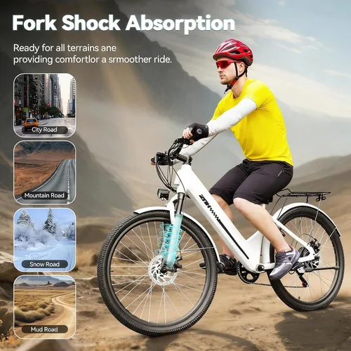 Vista 5 de ZNH 1000W Peak Electric Bike for Adults, Step Thru Ebike - 23Mph & 80 Miles Electric Bicycle with 48V Removable Battery, 7-Speed, Front