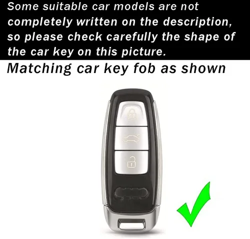 Vista 2 de ontto Funda para llave compatible con Audi 2018-2022 A6 A7 A8 E-Tron Q8 SQ8 Smart Remote Key Fob Cover Light y Glossy Scratchatched Black