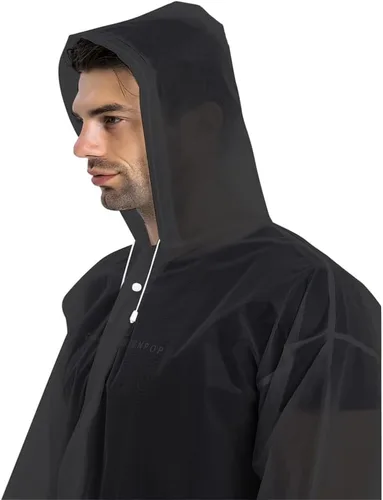 Vista 32 de Abrigos de lluvia (paquete de 2) – Ponchos de lluvia reutilizables de EVA para adultos, chaquetas impermeables para hombres y mujeres