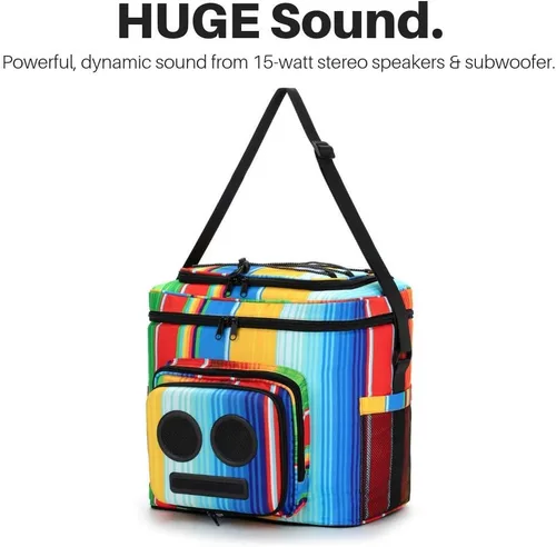 Vista 3 de Super Real El enfriador número 1 con altavoces y subwoofer (Bluetooth, 20 vatios) para fiestas/festivales/barco/playa. Enfriador de altavoces