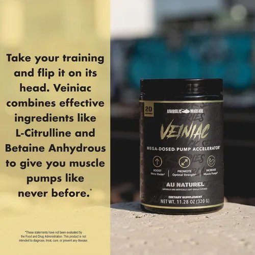Vista 10 de Anabolic Warfare Veiniac - Suplemento activador de bomba muscular sin estimulantes antes del entrenamiento con L-citrulina, betaína anhidra