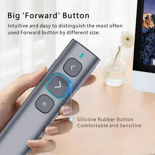 Vista 7 de Norwii Clicker de presentación N95 con receptor USB-A y C, clicker de PowerPoint para control remoto de presentación, puntero inalámbrico