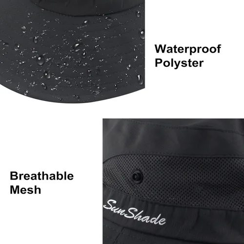 Vista 5 de Sombrero de verano para mujer, ala ancha, protección UV, plegable, para cola de caballo, para playa, pesca, senderismo