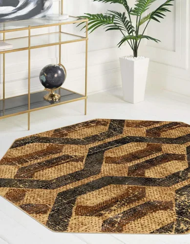 Vista 19 de Unique Loom Saturn Collection - Astra (Runner 2 pies 2 pulgadas x 5 pies 0 pulgadas, beige crema/negro)