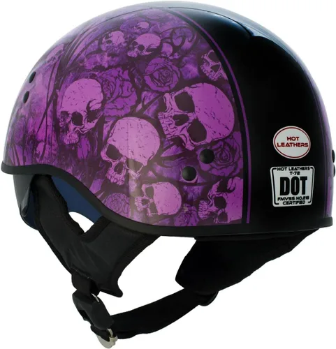 Vista 7 de Hot Leathers HLD1039 - Ramo de calaveras moradas y negro brillante avanzado DOT, unisex, con visera abatible, talla L