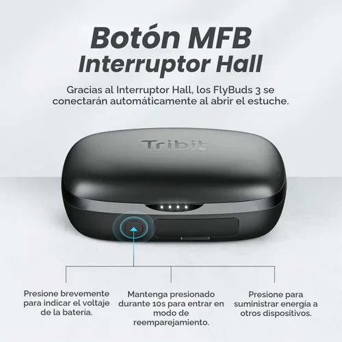 Vista 5 de Tribit Auriculares inalámbricos, 110 horas de reproducción, Bluetooth 5.3 IPX8, impermeable, control táctil, verdaderos auriculares inalámbricos