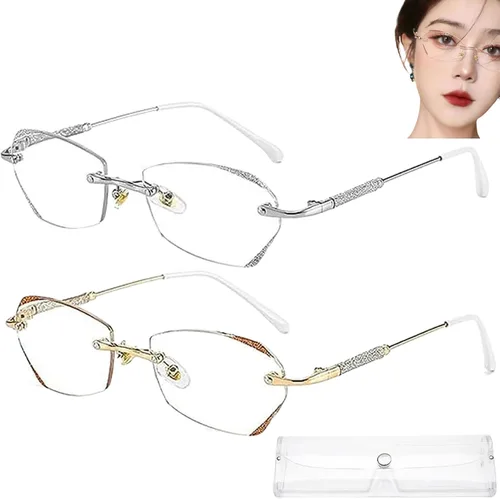 Vista 10 de Glassesify - Gafas de lectura para mujer, sin montura de diamante, antiluz azul, ligeras