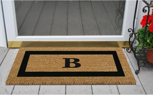 Vista 2 de Tapete de fibra de coco natural, para puerta de entrada, rectangular, resistente, para patio, atrapador de suciedad antideslizante, decoración