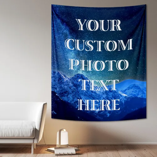 Vista 20 de Tapiz personalizado para cargar imágenes con fotos y textos, tapiz personalizado para colgar en la pared, manta de telón de fondo para decoración