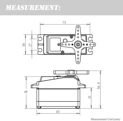 Vista 7 de 132.3 lbs Digital Servo 8.4V Engranaje De Acero Inoxidable De Alto Voltaje Gran Torque De Alta Velocidad Impermeable 1/5 Baja Servos - 180 Grados