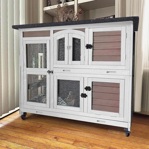 Vista 8 de GUTINNEEN Jaula para Mascotas de Conejo Correr Extensión Interior Pequeño Corral para Animales (Solo Corral)