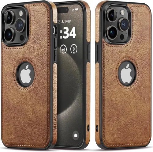 Vista 15 de WTCASE Funda de cuero para iPhone 14 Pro, delgada, flexible, agarre suave, funda de piel sintética de lujo Vgean para hombres, fundas duraderas Negro