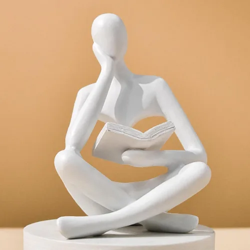 Vista 9 de UTTCMK Estatua de pensador para decoración de estantería, arte abstracto, escultura de pensador, estética, decoración moderna del hogar para sala