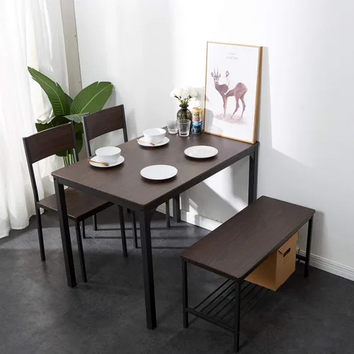 Vista 6 de DlandHome Juego de mesa de comedor para 4 mesas de cocina, mesa de cocina con sillas, juegos de mesa de comedor y sillas, mesa de comedor