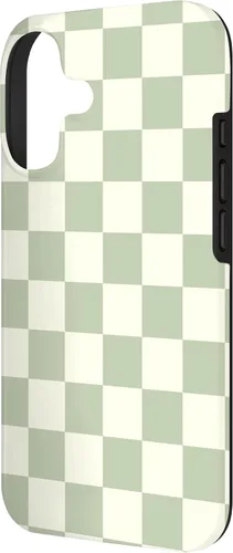 Vista 2 de Funda clásica Checkered Checker Checkerboard Light Sage Green para iPhone 17