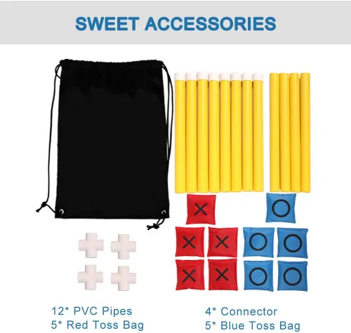 Vista 6 de OTTARO Juego gigante de Tic Tac Toe para exteriores e interiores para la familia, juego de lanzamiento de bolsas de frijoles al aire libre