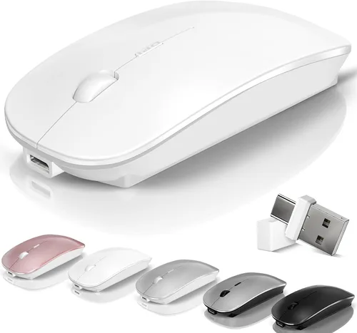 Vista 9 de Mouse para portátil inalámbrico Bluetooth - MacBook Air Mac Pro PC iPad óptico recargable silencioso ratón con interruptor de modo dual Jiggler