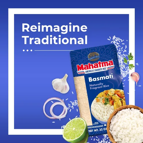 Vista 3 de Mahatma Arroz Basmati, arroz indio fragante, bolsa de 2 libras
