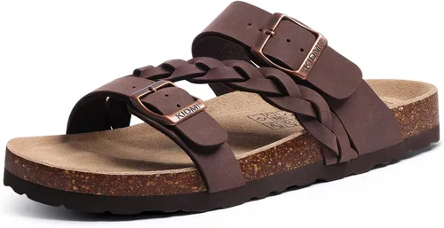 Vista 15 de KIDMI Sandalias con plantilla de corcho para mujer con soporte de arco, cómodas sandalias deslizantes con hebilla ajustable para el verano