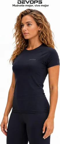 Vista 9 de DEVOPS - Paquete de 3 camisetas de compresión para mujer, de manga corta, con ajuste seco, para correr, atléticas, camisetas de entrenamiento