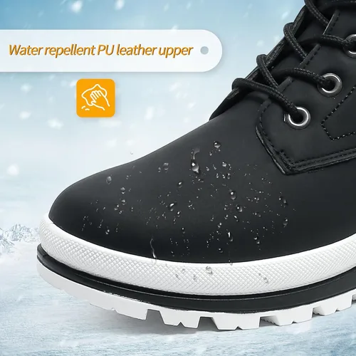 Vista 4 de kufeiti Botines de moda para mujer, botas de invierno con forro de piel, botas de nieve con cremallera para mujer