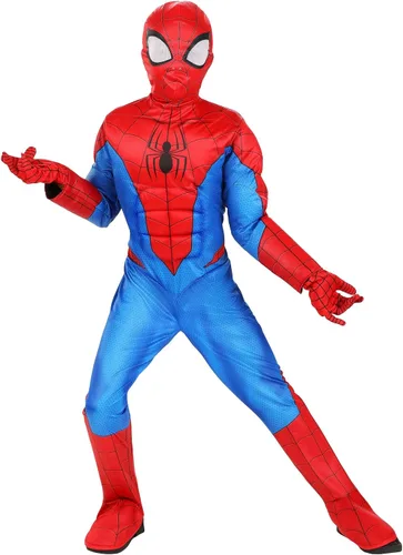 Vista 2 de MARVEL Boys Deluxe Spider Man Costume, Kids Spiderman Superhero Halloween Costume for Child - Officially Licensed