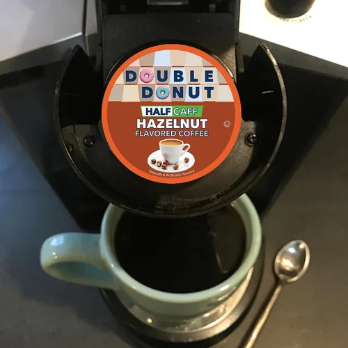 Vista 33 de Double Donut Coffee Cápsulas de Café Half Caff, Cápsulas de Café de Media Cafeína de Porción Individual para Cafeteras Keurig K Cup, Tostado Medio