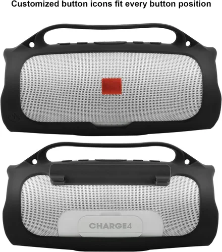 Vista 6 de Funda de silicona para altavoz portátil JBL Charge 4 impermeable, funda de transporte de viaje, funda protectora con asa, correa de hombro ajustable