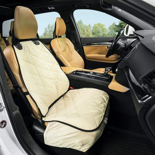 Vista 7 de Plush Paws Products Protector de asiento de coche premium Costuras de diamante Lavable e impermeable para asiento delantero para perro, camión