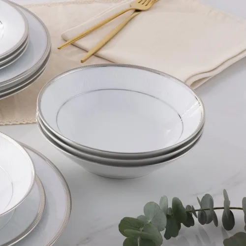 Vista 6 de Noritake Regina Platinum - Juego de 12 piezas, servicio para 4 pulgadas, color blanco