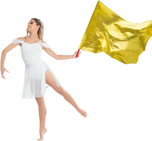 Vista 16 de Bandera de adoración con varilla escalable, bandera rectangular de poliéster de 45 pulgadas para danza al aire libre, banderas de baile de alabanza