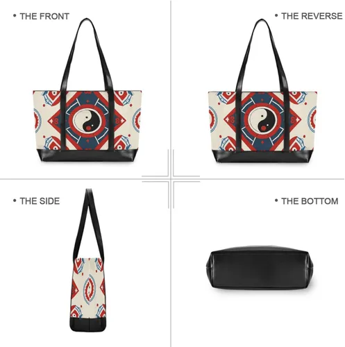 Vista 3 de Chinese Culture Bagua Pattern Portable tote bag laptop with zipper laptop tote bags for work for ladies with maletin ejecutivo para mujer