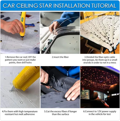 Vista 6 de ATOKEE Kit de Luminarias de Techo de Estrellas de 10W 150pcs 0.076cm 1.98m, Luces de Fibra Óptica con Efecto de Estrellas y Sonido Activadas