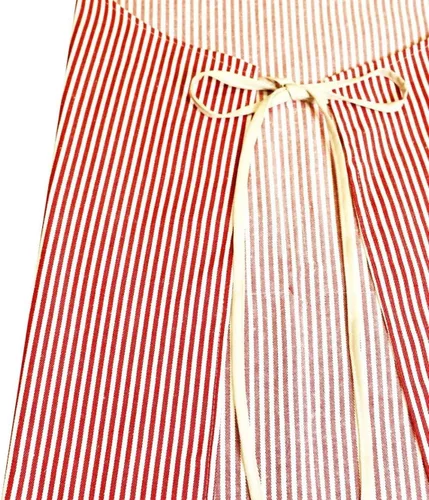 Vista 6 de AFUN Delantal de mezcla de algodón ajustable a rayas con bolsillos para mujeres y hombres (negro/rojo1, 2)