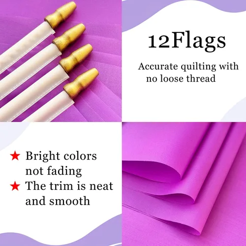 Vista 3 de WEITBF 12 Piezas Banderas Moradas Sólidas de 8×12 Pulgadas Pequeñas Banderas de Sublimación en Blanco para Bricolaje en Palo Mini Bandera Triangular